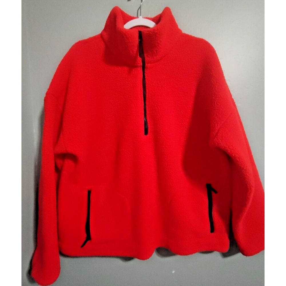 WorkShop Republic Clothing Red Polartec® Fleece Half-Zip Pullover Jacket Size XL